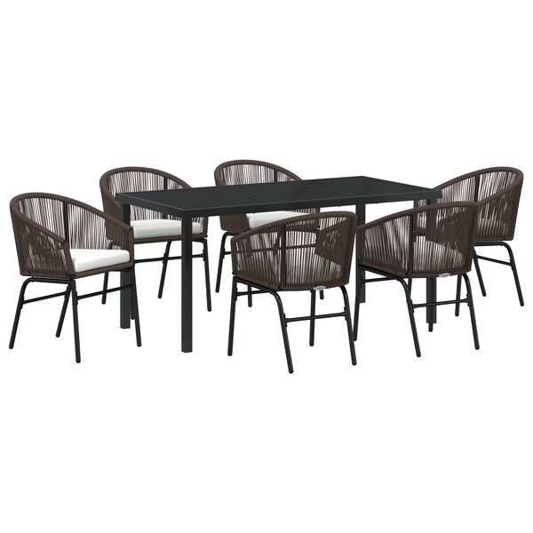 vidaXL Ensemble de jardin 7 pièces Marron Rotin Poly