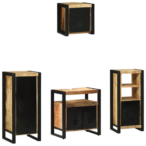 vidaXL Ensemble de mobilier de salle de bain avec étagère avec stockage avec porte 4 Pièces