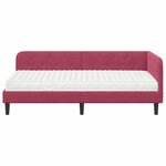 vidaXL Cadre de lit d'angle avec matelas Bordeaux 90 x 200 cm Velours