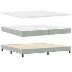 Lit à sommier Box avec matelas Gris clair 200x200 cm Velours