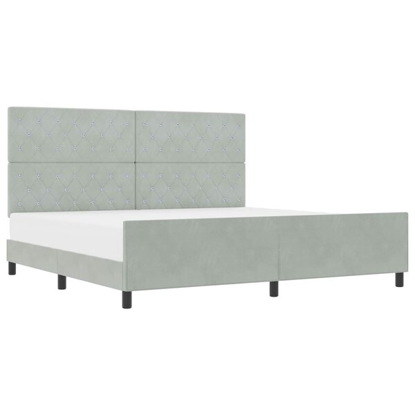 vidaXL Lit à ressorts avec tête de lit Gris clair 200 x 200 cm Velours
