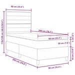 vidaXL Lit à ressort LED avec matelas Gris clair 90 x 200 cm tissu