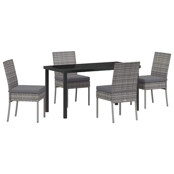 vidaXL Ensemble de salle à manger pour jardin 5 Pièces Gris Poly rotin