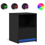 vidaXL Armoires de chevet et lumières LED 2 Pièces noir bois d'ingénierie