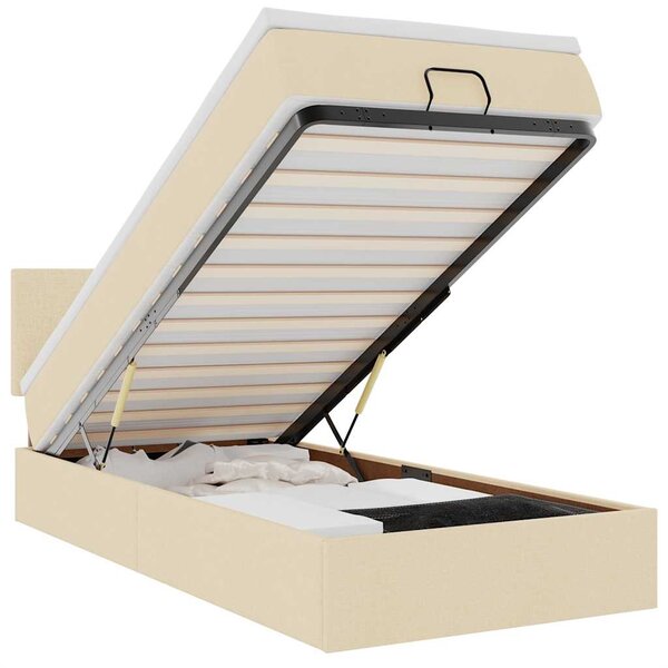 vidaXL Cadre de lit ottoman avec matelas crème 90x190 cm tissu