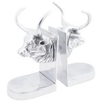Serre-livres vidaXL 2 Pièces Argent 17x15x27 cm Aluminium Bull