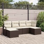 vidaXL Ensemble de canapé de jardin avec coussin 6 Pièces Marron et Crème