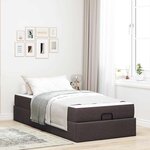 vidaXL Cadre de lit avec matelas Marron foncé 90 x 200 cm tissu