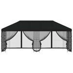 vidaXL Gazebo avec murs latéraux 6 x 3 m Noir Polyester et Acier 190