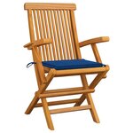 vidaXL Chaises de jardin avec coussins bleu royal lot de 3 Bois teck