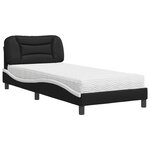 vidaXL Lit avec matelas noir et blanc 90x190 cm similicuir