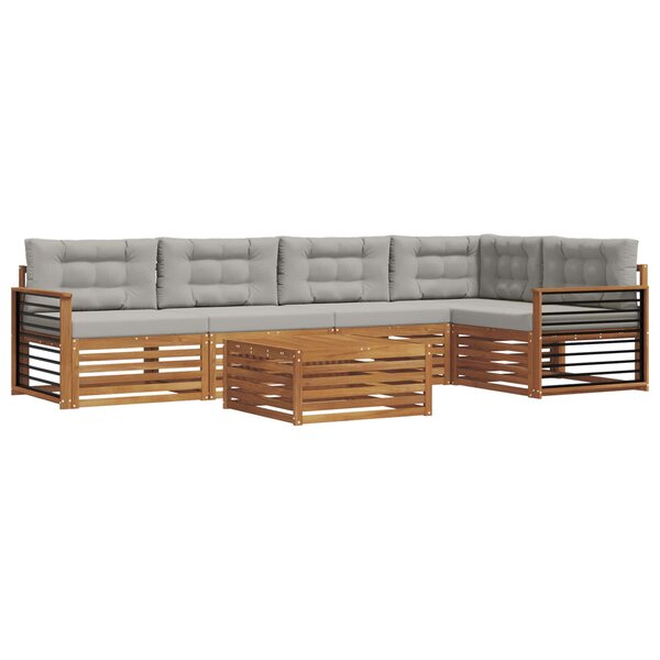 vidaXL Ensemble de canapés d'extérieur 6 pc Gris Naturel et Clair