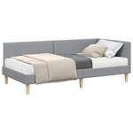 vidaXL Cadre de lit d'angle avec matelas Autre 2 Pièces Gris clair tissu