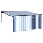 vidaXL Auvent Rétractable Bleu et blanc 300 x 250 cm tissu