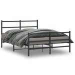 vidaXL Cadre de lit métal sans matelas avec pied de lit noir 135x190cm