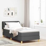vidaXL Lit à Ressorts avec Matelas Crème 90x200 cm Tissu Gris foncé