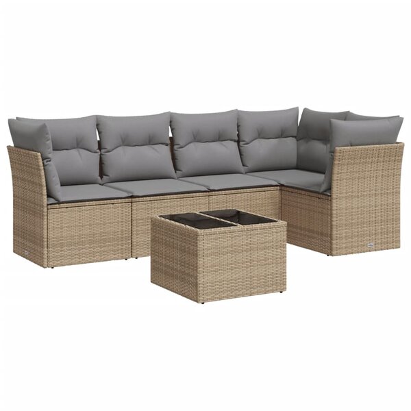 vidaXL Salon de jardin avec coussins 6 Pièces beige résine tressée