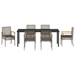 vidaXL Set de Salle à Manger de Jardin de 7 Pièces avec Coussins Gris Rattan Poly