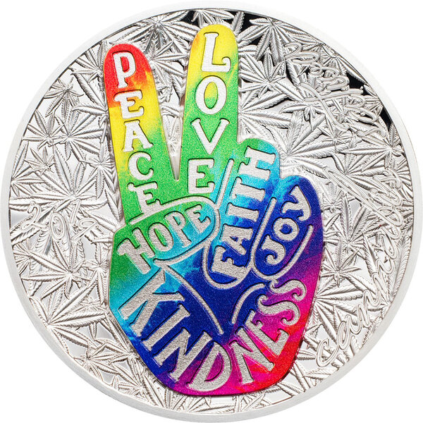 Pièce de monnaie en Argent 1000 Francs g 31.1 (1 oz) Millésime 2019 Plants of the World PEACE AND LOVE
