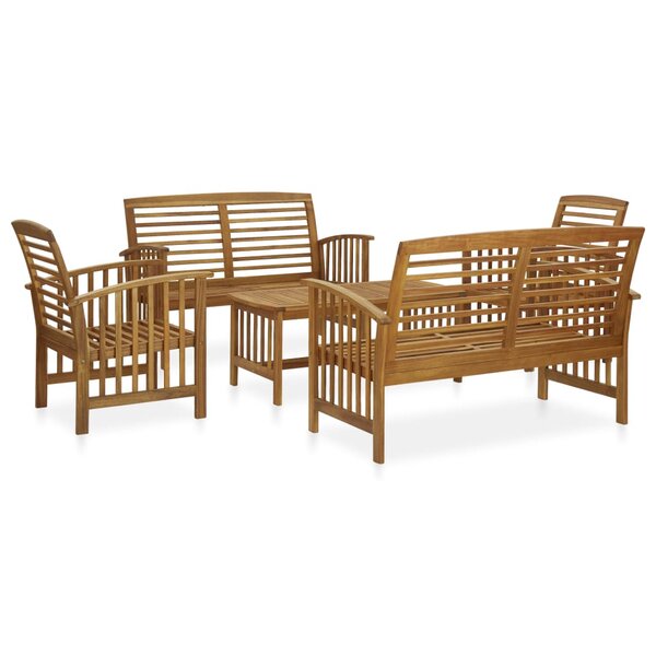 Salon de jardin meuble d'extérieur ensemble de mobilier 5 pièces bois d'acacia solide 02_0016526