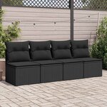 vidaXL Salon de jardin avec coussins 2 Pièces noir résine tressée acacia