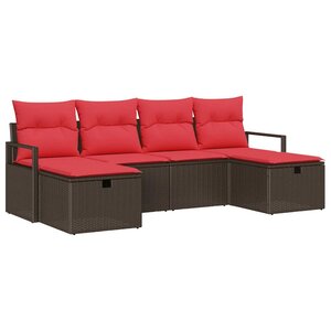 vidaXL Ensemble de canapé de jardin 6 Pièces Marron Poly rotin