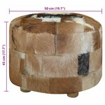 vidaXL Pouf cuir de chèvre Rond 50 x 50 x 45 cm