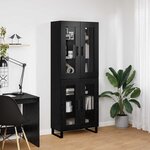 vidaXL Haut Armoire 2 Pièces Chêne noir Bois Aggloméré et Verre