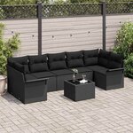 vidaXL Ensemble de canapé de jardin 8 Pièces Noir 55 x 55 x 37 cm