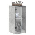 vidaXL Armoire latérale avec portes en verre gris béton 35x37x75 5 cm