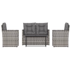 Salon de jardin meuble d'extérieur ensemble de mobilier avec coussins 4 pièces résine tressée gris 02_0018294