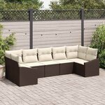 vidaXL Ensemble de canapé de jardin 7 Pièces Marron Poly rotin