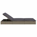 vidaXL Chaise longue à 2 places avec coussins gris résine tressée