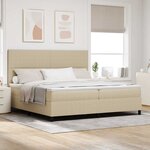 vidaXL Lit à ressort LED Gris clair et blanc 200 x 200 cm