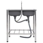 vidaXL Évier de camping Double lavabo avec robinet Acier inoxydable