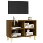 vidaXL Meuble TV avec pieds en bois massif Chêne marron 69 5x30x50 cm