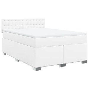 vidaXL Sommier à lattes de lit avec matelas Blanc 160x200cm Similicuir