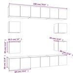 vidaXL Ensemble de meubles TV 10 Pièces Chêne fumé Bois d'ingénierie