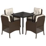 vidaXL Ensemble à manger de jardin 5 Pièces et coussins marron poly rotin