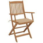 vidaXL Chaises pliables de jardin lot de 4 avec coussins Bois d'acacia