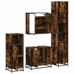 vidaXL Ensemble meubles salle de bain 4 Pièces chêne fumé bois ingénierie