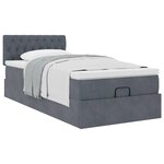 vidaXL Cadre de lit ottoman avec matelas gris foncé 80x200 cm velours
