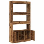 vidaXL Buffet haut vieux bois 92x33x180 cm bois d'ingénierie