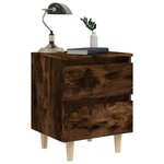 vidaXL Table de chevet avec pieds en bois Chêne fumé 40x35x50 cm