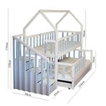 Lit cabane mi-haut pin bleu