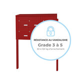 Bloc collectif Leabox 3x2  grade 3  simple face  extérieur  fixation sur pieds à sceller  rouge brun ral 3011 finition brillante