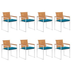 vidaXL Chaises de jardin lot de 8 avec coussins Bois d'acacia solide
