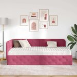 vidaXL Cadre de lit d'angle avec matelas Bordeaux 90 x 200 cm Velours