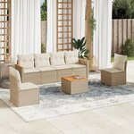 vidaXL Salon de jardin avec coussins 7 Pièces beige résine tressée
