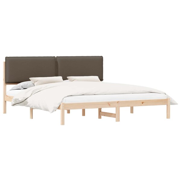 vidaXL Cadre de lit avec tête de lit rembourrée Taupe 180 x 200 cm